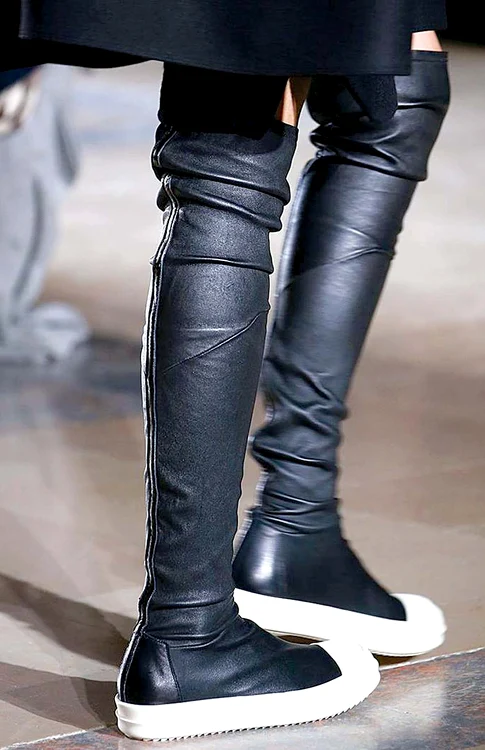 Cizme Rick Owens, din piele, cu talpă de cauciuc