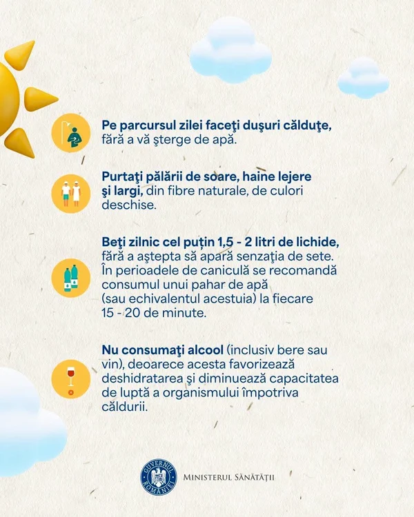 Recomandările Ministerului Sănătății. FOTO FB Ministerul Sănătății 