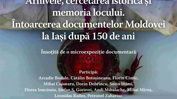 Arhivele, cercetarea istorică şi memoria locului Întoarcerea documentelor Moldovei la Iaşi după 150 de ani jpeg