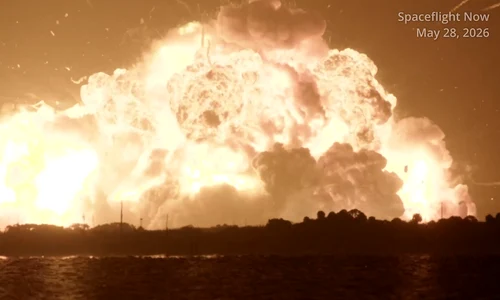 Explozie uriașă la baza Blue Origin a lui Jeff Bezos. Racheta New Glenn a sărit în aer în timpul unui test FOTO captura video X