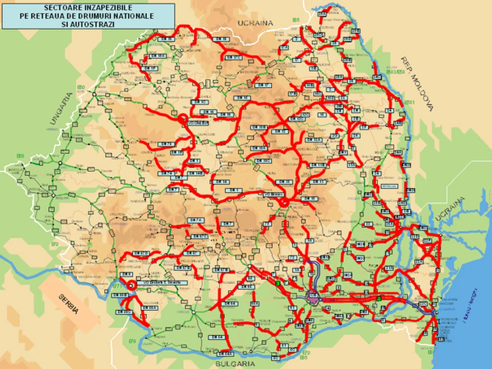 Harta drumurilor ce se blochează la prima ninsoare