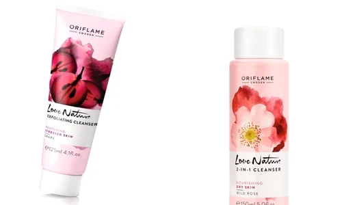 Demachiant exfoliant pentru curăţarea tenului, cu extract din struguri, şi demachiant 2 în 1 cu extract din trandafir salbatic, 13 99 lei fiecare, la Oriflame jpeg