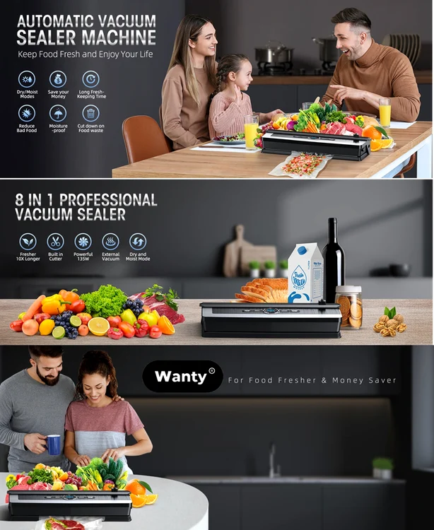 Aparat de vidat și sigilat alimente Wanty Pro Vacum Multifunctional, în topul vidatoarelor Foto eMAG