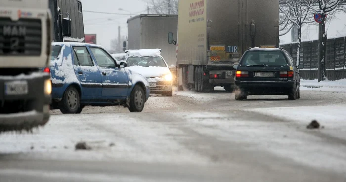 Zăpadă pe străzile din Timişoara