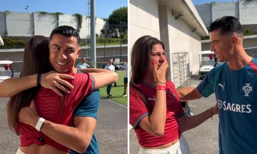 cristiano ronaldo imbratisand o fana foto instagram celine dept png