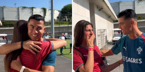 cristiano ronaldo imbratisand o fana foto instagram celine dept png