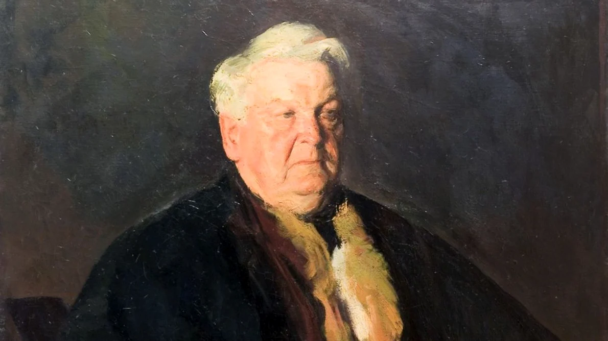 Fotografie document: Corneliu Baba îl pictează pe Sadoveanu jpeg