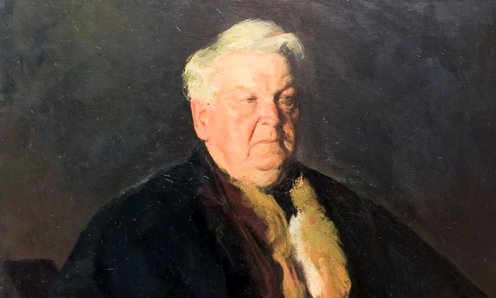 Fotografie document: Corneliu Baba îl pictează pe Sadoveanu jpeg