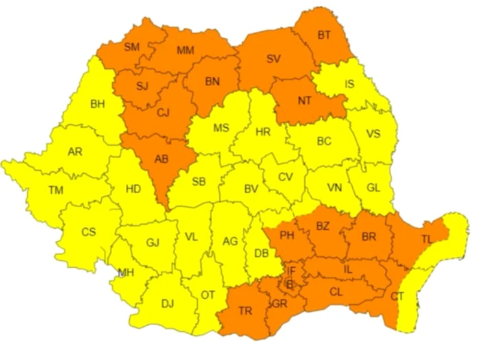 Toată România e sub alertă meteo, sursa ANM