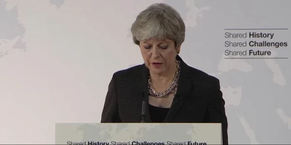 Theresa May vorbeste despre Brexit la Florenta FOTO Captura The Mirror