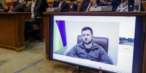 Sedinta plenului reunit a Camerei Deputatilor si Senatorilor mesaj presedinte ucrainean Volodymyr Zelensky 4 aprilie 2022 FOTO Inquam Photos / Octav Ganea