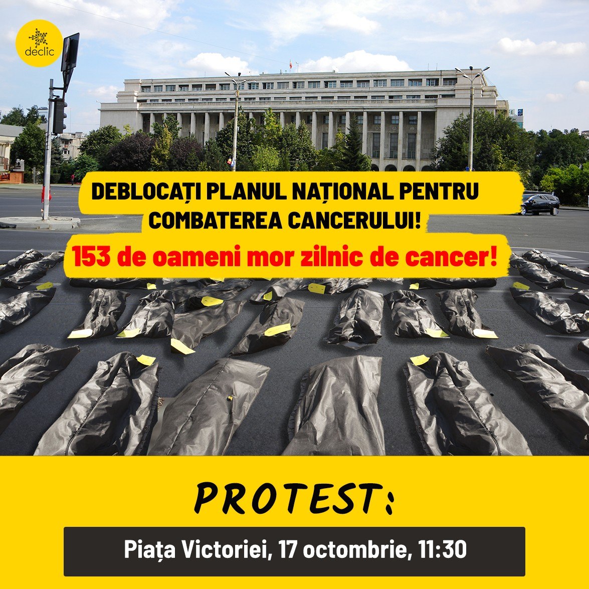 Bolnavii de cancer protestează. 153 de saci de cadavre duse în fața Guvernului VIDEO