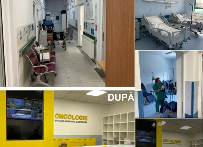 Oncologia Spitalului Municipal Câmpulung, înainte şi după investiţii. Foto: Facebook Elena Lasconi