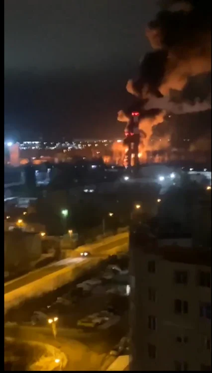 Depozit de petrol din regiunea Kaluga, în flăcări FOTO Captură Telegram
