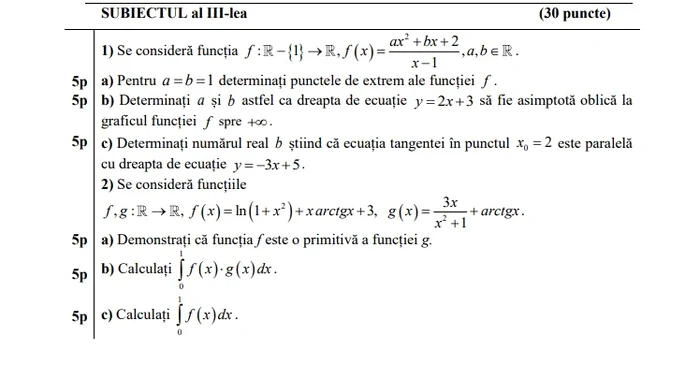 Bacalaureat 2024, sesiunea din toamnă. Teste de antrenament la Matematică 4 model 4 jpg
