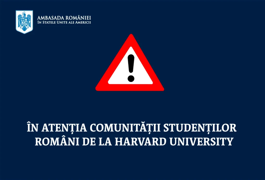 Mesajul Ambasadei României în SUA pentru studenții români de la Harvard FOTO: Ambasada României