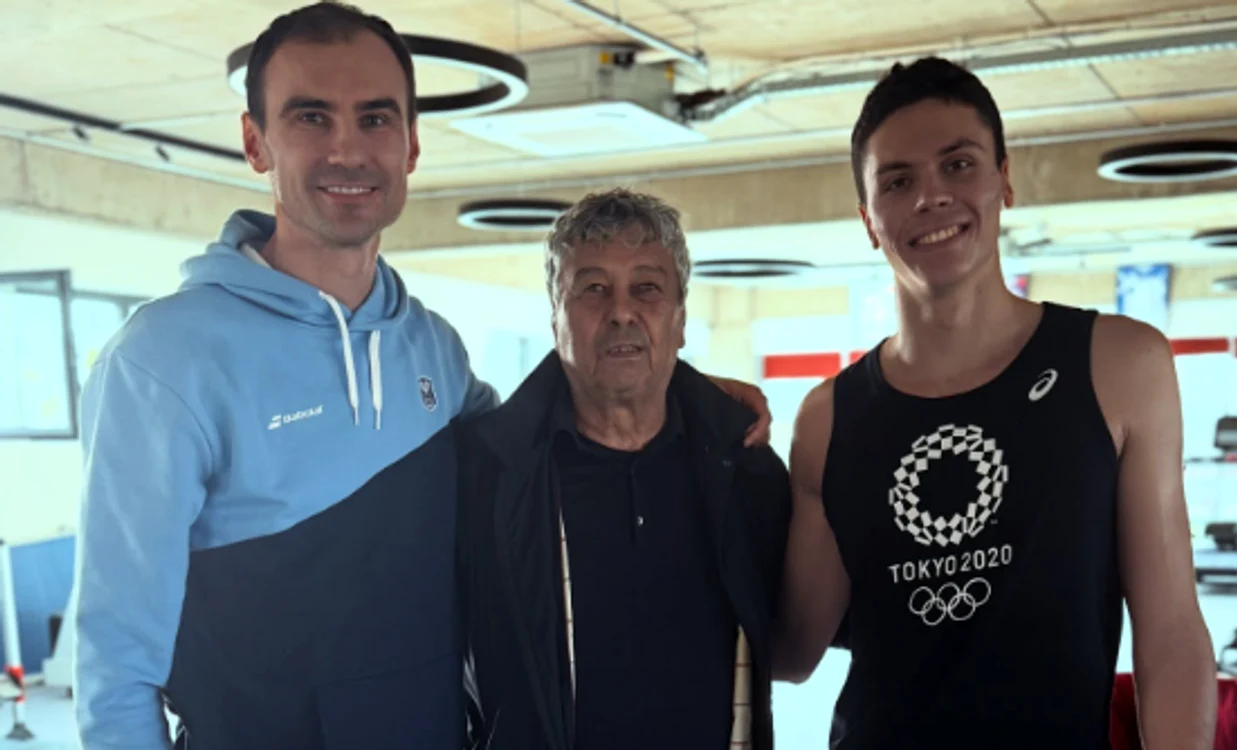 Dragoș Luscan, Mircea Lucescu și David Popovici  Foto/Instagram 