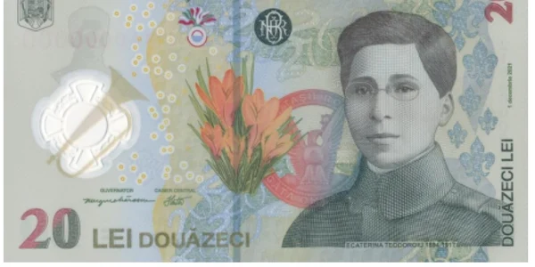 bancnota 20 lei ecaterina teodoroiu fata