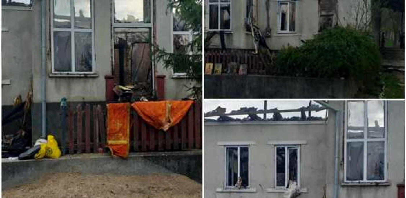 Casa parohială a fost distrusă de flăcări FOTO Facebook.com/Rodica Bendre