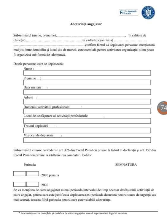 Aceasta este noua adeverință de la angajator