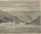Insula Ada-Kaleh, în secolul XIX. Gravură de Auguste Dieudonne (© Muzeul Municipiului București)