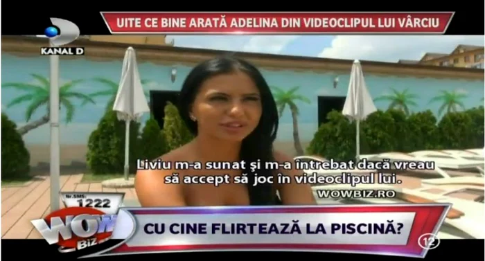 Frumoasa Adelina a povestit cum a ajuns să joace în clipul lui Vârciu (captură: WOWbiz- Kanal D)