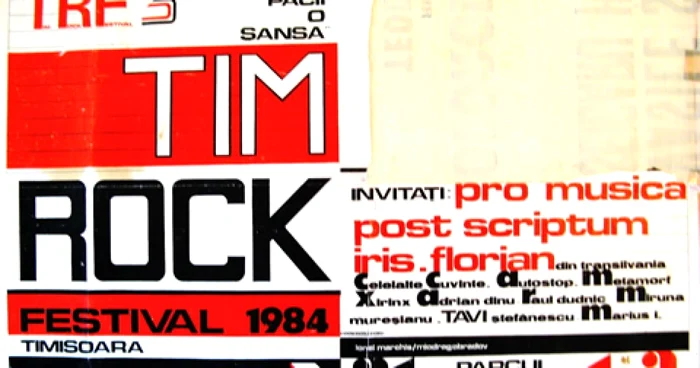 Afiş al festivalului TIM Rock din 1984