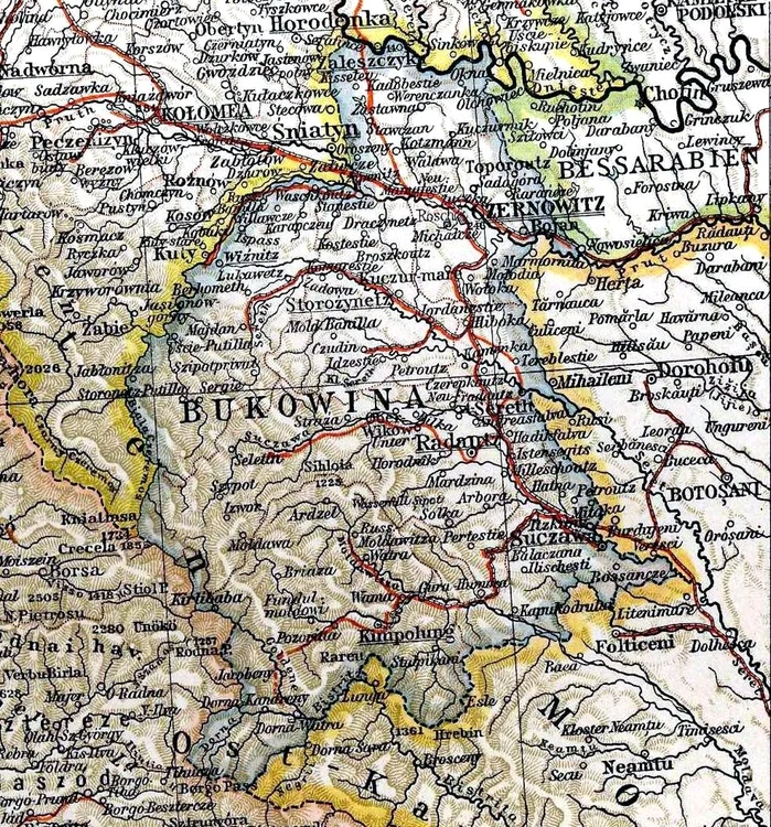 Harta a Bucovinei în anul 1901 (© Wikimedia Commons)