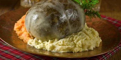 Haggis este un soi de budincă care conţine măruntaie ale oii (inimă