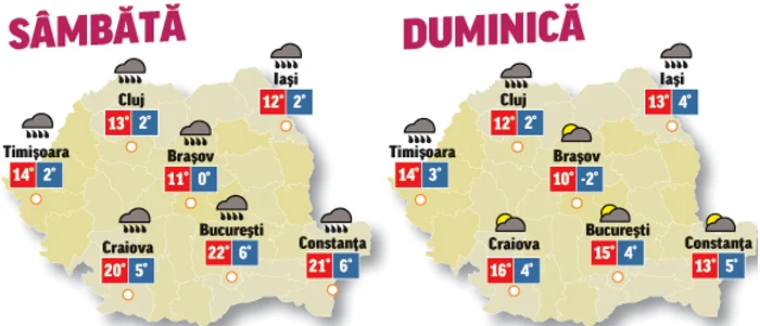 Prognoza meteo pentru următoarele două zile anunță că temperaturile vor fi în scădere