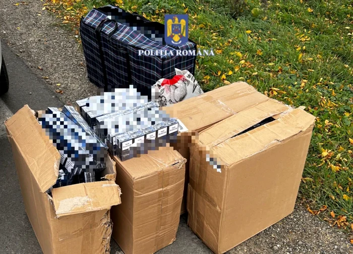 O mare cantitate de țigări a fost descoperită de anchetatori FOTO Poliția Română