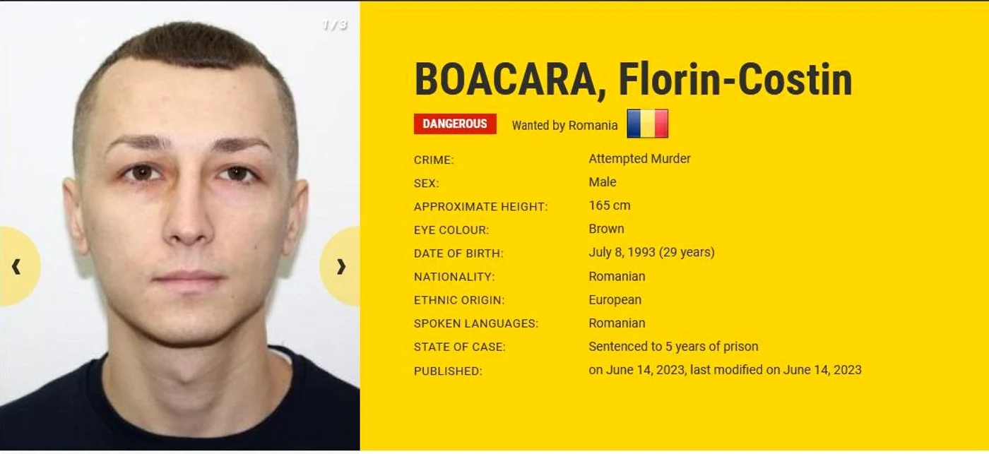 Florin Boacără e căutat de cinci ani FOTO Europol
