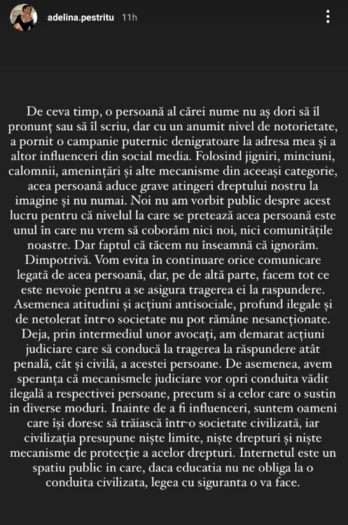 Acest mesaj a fost publicat pe Instagram de Adelina Pestrițu, Oana Roman, Cristina Ich, Alina Ceușan și Anda Adam