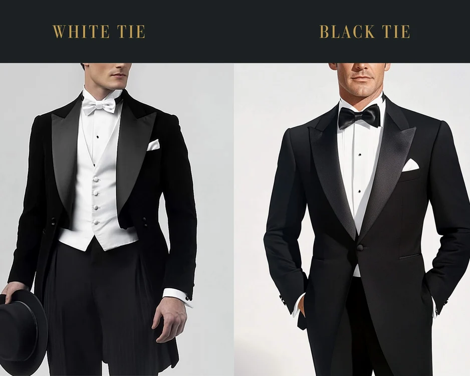 White tie vs Black tie pentru bărbați Sursă Hackerty