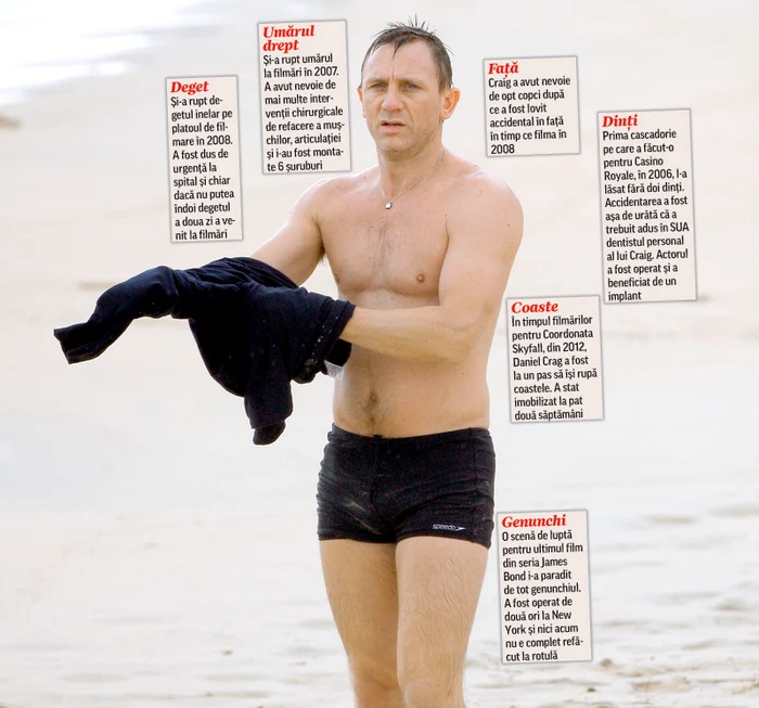 Cele patru filme în care l-a jucat pe James Bond l-au ţinut pe Daniel Craig mai mult prin spitaleFoto: Guliver/Splashnews