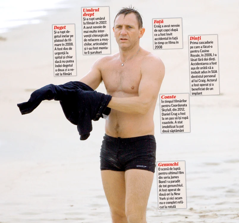 Cele patru filme în care l-a jucat pe James Bond l-au ţinut pe Daniel Craig mai mult prin spitaleFoto: Guliver/Splashnews