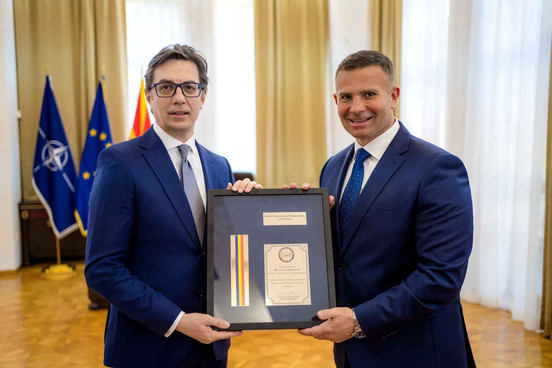 Președintele Macedoniei de Nord, Stevo Pendarovski, alături de Gabriel Toncean. FOTO: Facebook