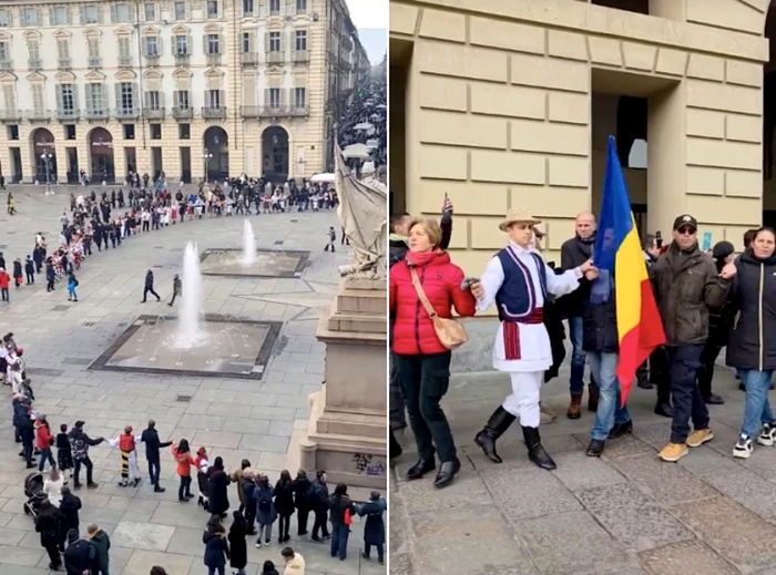 Spectacol impresionant la Torino cu ocazia Zilei Naționale a României / Foto: captură video TikTok