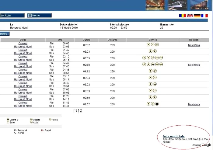 Cei care vor să afle mersul trenurilor află şi data la care vor muri
