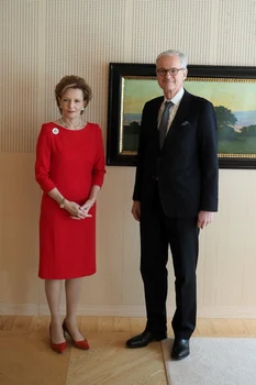 Majestatea Sa Margareta în rochie etui, 2023 Stockholm. FOTO: Sebastian Olarul, AGERPRES/Casa Majestății Sale