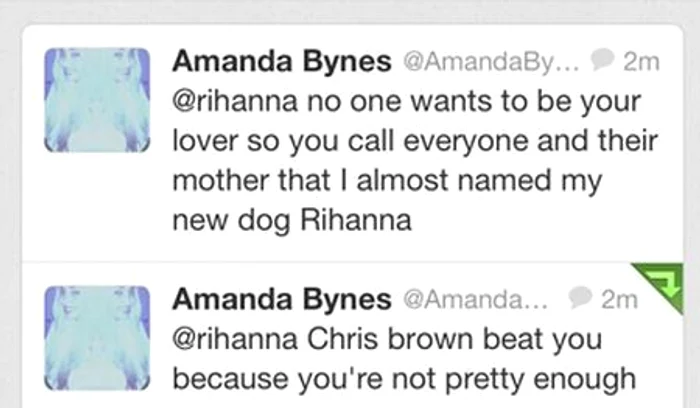 Amanda Bynes a atacat-o pe Rihanna pe Twitter (twitter)