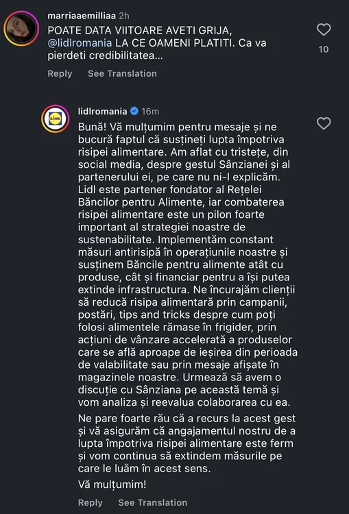 Răspunsul companiei Lidl la scandalul iscat după colaborarea cu Sânziana Negru