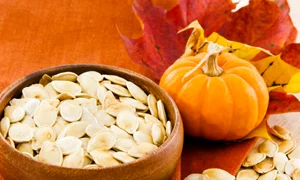 Horizontal image of pumpkin seeds with copy space jpeg