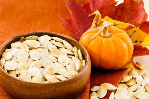 Horizontal image of pumpkin seeds with copy space jpeg