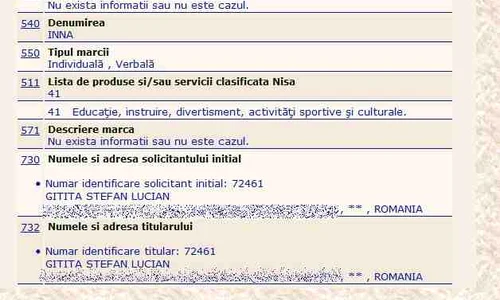 Lucian Gîtiţă a încercat să înregistreze marca "Inna" în 2009, dar nu a plătit taxa jpeg