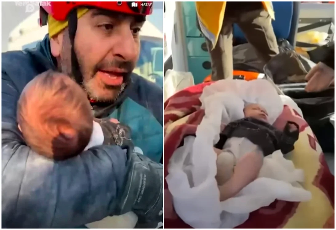 Bebelușul a fost salvat la 128 de ore de la seism. Foto Captură video YouTube