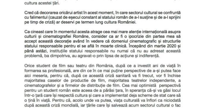 scrisoare Alexander Nanau