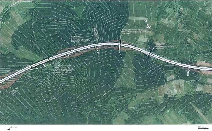 Vechiul proiect al autostrăzii prevedea săparea dealului la o adâncime de peste o sută de metri. 