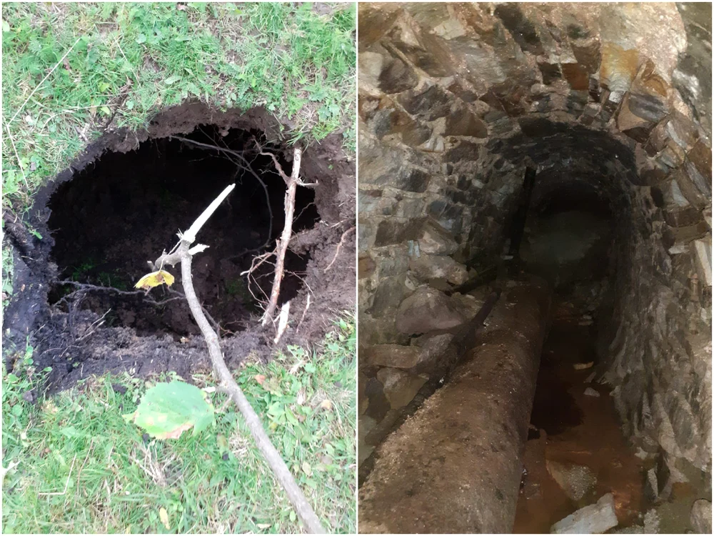 Fisura din digul barajului și galeria de evacuare a apei FOTO Adevărul