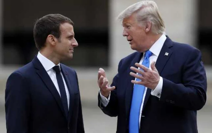 Donald Trump și Emmanuel Macron. FOTO AFP